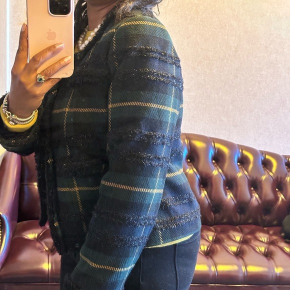 Like New! J. Crew Lady Jacket in Holiday Plaid - Picture 2 of 6